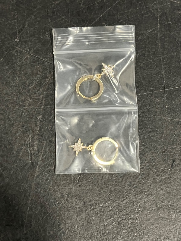 Photo 1 of Lightweight Drop/Dangle Huggie Earrings for Women | Religious Ornament: Cross, Evil Eye, Clover, Celtic | Dainty Earrings for Women

