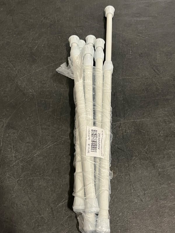 Photo 1 of SIQUK 6 Pack Cupboard Bars Adjustable Spring Tension Rods White Refrigerator Bar Extendable Rod for DIY Projects, 12 to 20 Inches
