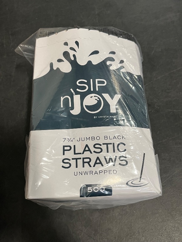Photo 1 of [500-Pack] Plastic Straws - 7.75 Inches Long, Drinking Straws, Standard Size, Bulk Pack, Black
