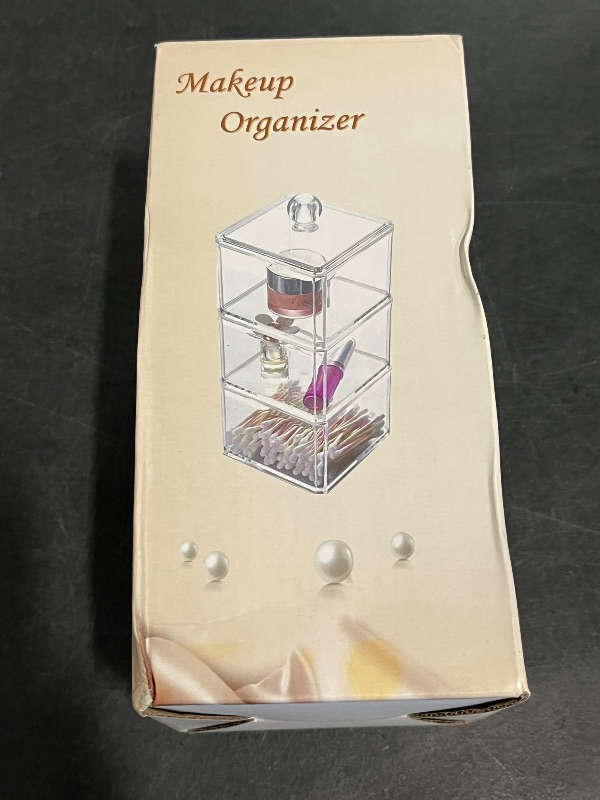 Photo 1 of Clear Stackable Jewelry Organizer Case Storage for Earrings Bracelets Hair Ties with Lid Elegant Display for Accessories and Cosmetics
