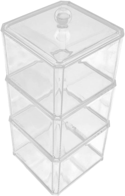 Photo 1 of Clear Stackable Jewelry Organizer Case Storage for Earrings Bracelets Hair Ties with Lid Elegant Display for Accessories and Cosmetics
