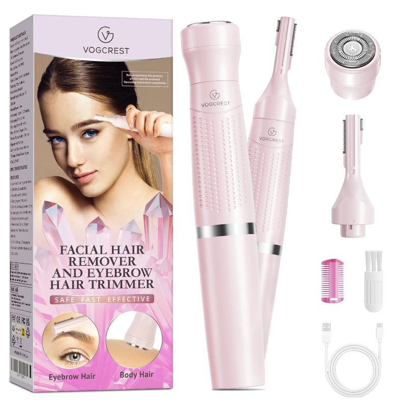 Photo 1 of Women's Eyebrow Trimmer & Facial Hair Remover, 2 in 1, Double Rotating Blades, Safe, Painless, Hypoallergenic, Rechargeable, USB Charging
