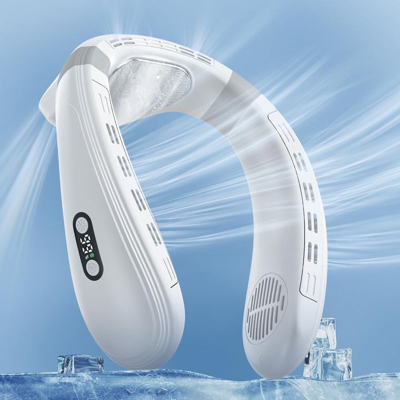 Photo 1 of Neck Air Conditioner Fans That Blow Cold Air Cooling Device Wearable Fan, 5200mAh Battery Operated Rechargeable Personal Fan, 3+3 Speeds Perfect for Women Men
