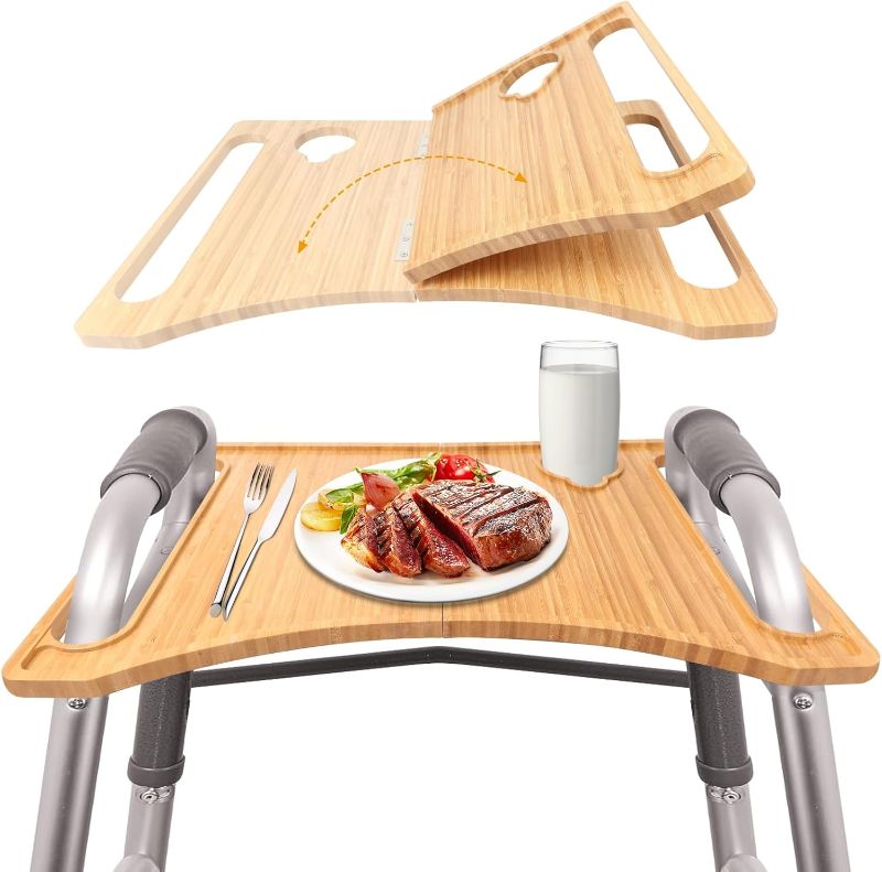 Photo 1 of Walker Tray for Folding Walker, Tray for Walker for Seniors Detachable with Cup Holder, Foldable Walker Accessories for Elderly,Tray Table Fits Most Standard Walkers
