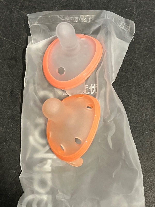 Photo 1 of Baby Pacifiers 1-6 Month, Soft Silicone Newborn Pacifiers with Large Air Holes, BPA Free, Set of 2 in Thumb & Breast-Like Shape
