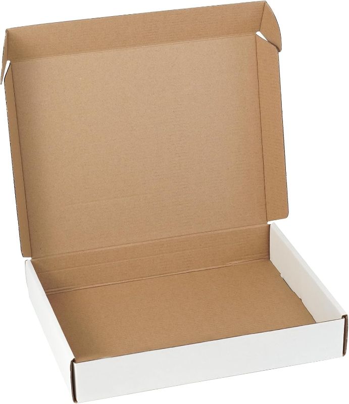 Photo 1 of 12"x9"x2" Shipping Boxes Set of 2 White Corrugated Cardboard Box Literature Mailer
