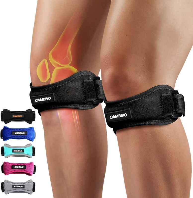 Photo 1 of CAMBIVO 2 Pack Knee Braces for Women and Men, Patella Knee Support Strap, Basketball, Running, Hiking, Volleyball, Tennis, Squats
