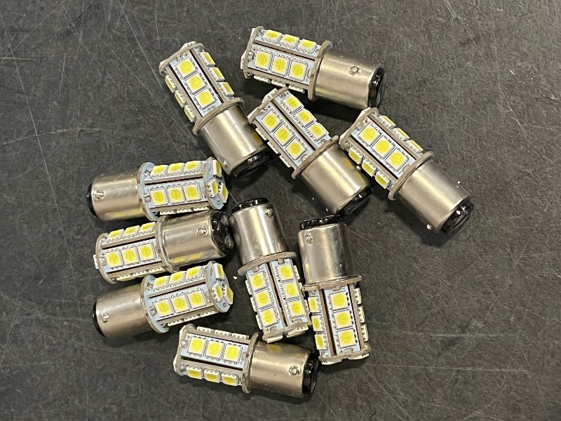Photo 1 of Qoope 1156 1141 LED Bulb Warm White Super Bright 1003 BA15S 7506 1073 LED Light Bulbs 5050 27-SMD Replacement for 12V RV Camper Trailer Boat Interior Lights, Pack of 10
