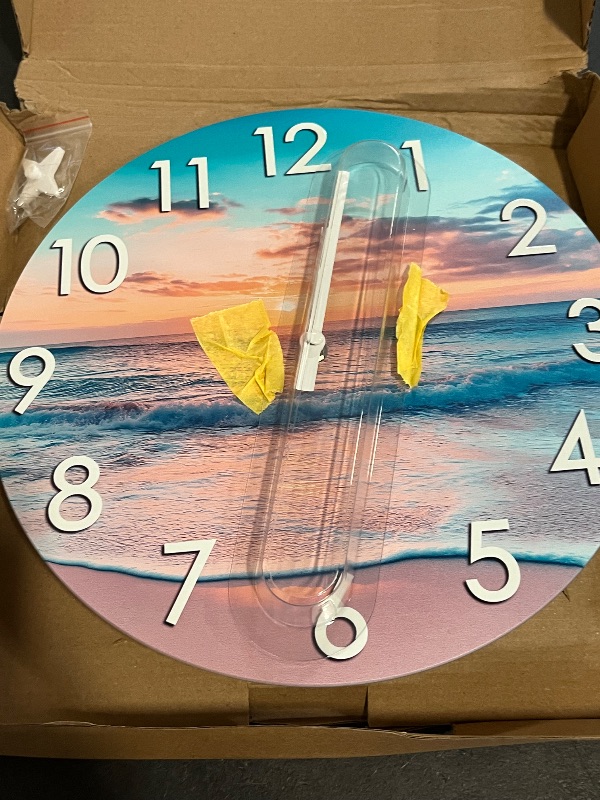 Photo 1 of Outdoor Clock Waterproof, Beach Coastal Nautical Indoor Outdoor Wall Clocks for Patio Pool Garden Bathroom Decor -12 Inch, Blue
