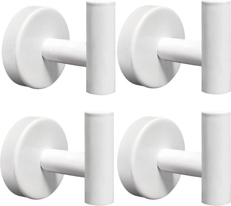 Photo 1 of Stainless Steel Wall Hook Towel Hooks, White 4 Pack

