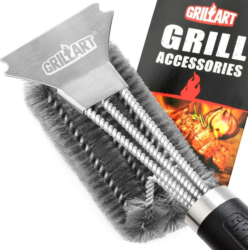 Photo 1 of GRILLART Grill Brush and Scraper BBQ Brush for Grill, Safe 18" Stainless Steel Woven Wire 3 in 1 Bristles Grill Cleaning Brush, BR-4516
