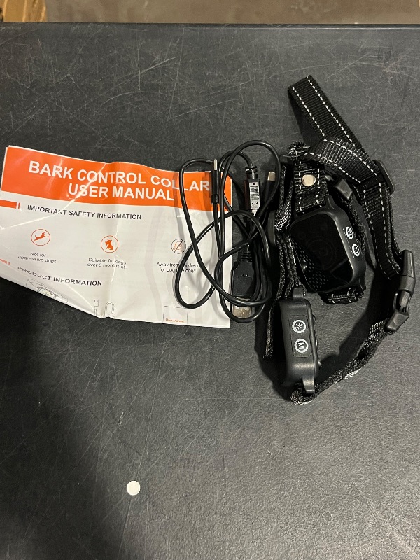 Photo 1 of DINJOO Bark Collar, Dog Bark Collar for Large Medium Small Dogs,Smart Bark Collar,Rechargeable Anti Barking Training Collar with 8 Adjustable Sensitivity,Bark Shock Collar with Beep (Dark Black)
