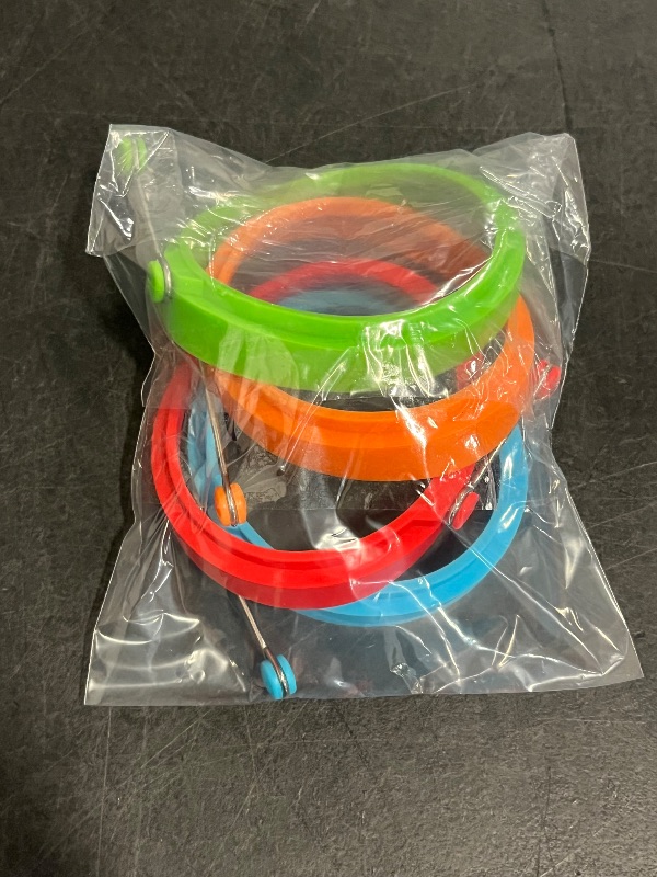 Photo 1 of Silicone Non Stick, Egg Cooking Rings, Perfect Fried Egg Mold or Pancake Rings (New,4pcs), Multicolor
