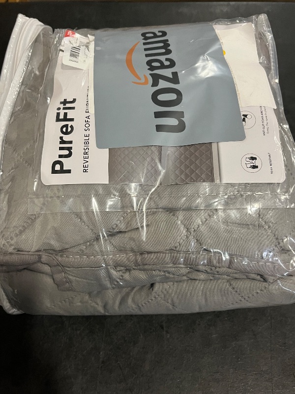 Photo 1 of PureFit Reversible Quilted Sofa Cover, Water Resistant Slipcover Furniture Protector, Washable Couch Cover with Non Slip and Elastic Straps for Kids, Dogs, Pets (Sofa, Gray/Ivory)
