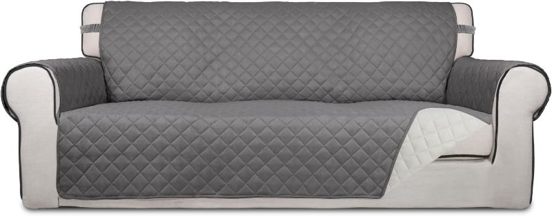 Photo 1 of PureFit Reversible Quilted Sofa Cover, Water Resistant Slipcover Furniture Protector, Washable Couch Cover with Non Slip and Elastic Straps for Kids, Dogs, Pets (Sofa, Gray/Ivory)
