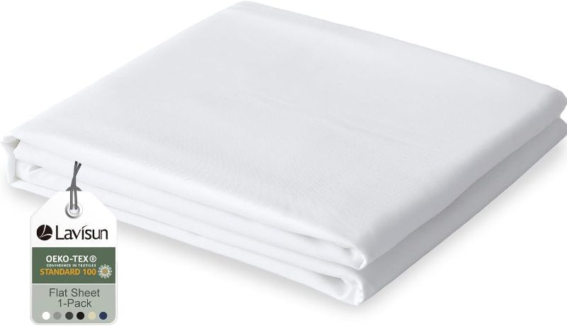 Photo 1 of Lavisun Twin Flat Sheets Only, 1 Pack Soft Brushed Microfiber Bedding Sheets for Hotel, Massage, Hospital, Home, Dorm, Bulk Top Flat Sheets Only Twin Size (White)

