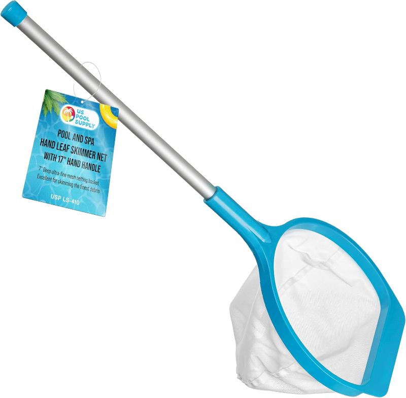 Photo 1 of U.S. Pool Supply Professional Spa, Hot Tub, Pool Hand Leaf Skimmer Net with 12" Aluminum Pole - Deep Ultra Fine Mesh Netting Bag Basket, Clean the Finest Debris - Pond Small Kid Kiddie Inflatable Pool
