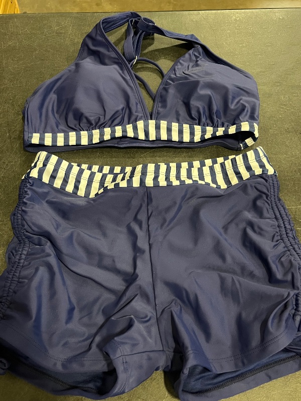Photo 1 of (M) Yonique 3 Piece Tankini Swimsuits for Women Swim Tank Top Bathing Suits with Boy Shorts and Bra Athletic Swimwear
