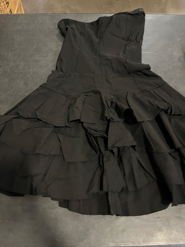Photo 1 of (S) Womens Summer Sexy Strapless Tube Dress Flowy Ruffle Layer Mini Dress Off Shoulder Backless Tiered Short Dresses 2025
