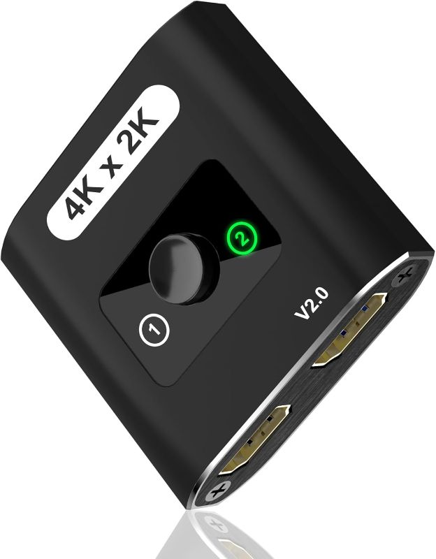 Photo 1 of HDMI Switch Splitter 4K@60Hz, Aluminum Bi-Directional HDMI 2.0 Switcher, HDMI Splitter 1 in 2 Out/ 2 in 1 Out, Support 4K 3D HDR for Xbox, PS5/4/3, Fire Stick, Roku, HDTV, Projector, Computer (Black)

