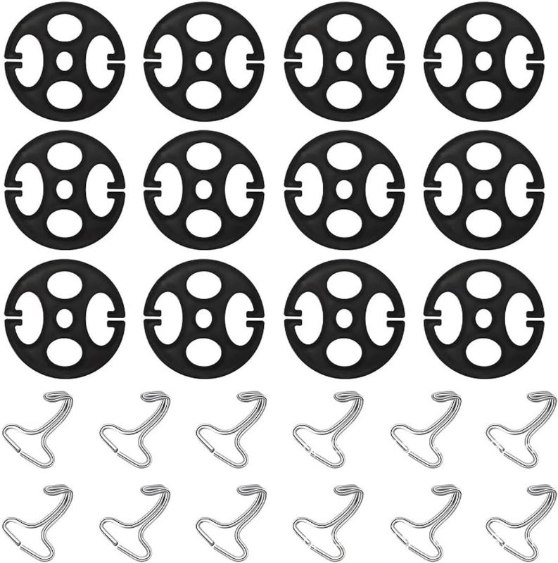 Photo 1 of 24PCS Car Seat Cover Plum Plate Metal Hooks, 12 Plastic Car Seat Covers Chucks + 12 Metal Hooks, Anti-Slip Locking Clip Plastic Card Fixed Fastener Buckle for Automotive Seats (Black)
