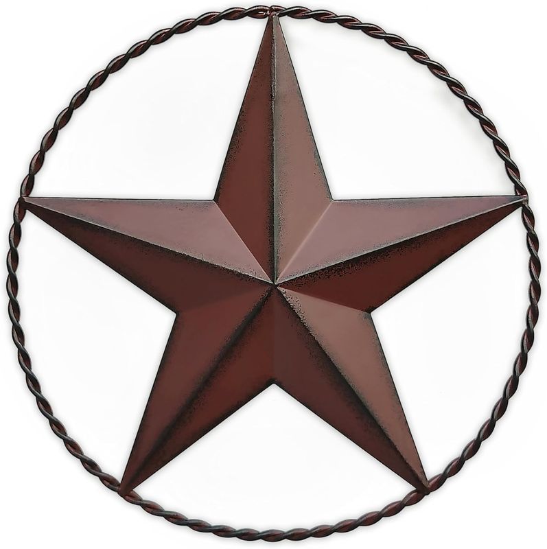 Photo 1 of VIVICOMFY 12.4" Red Barn Star Wall Decor, Metal Stars for Outside or Inside Texas Stars Art Rustic Vintage Western Country Home Farmhouse Wall Decoration
