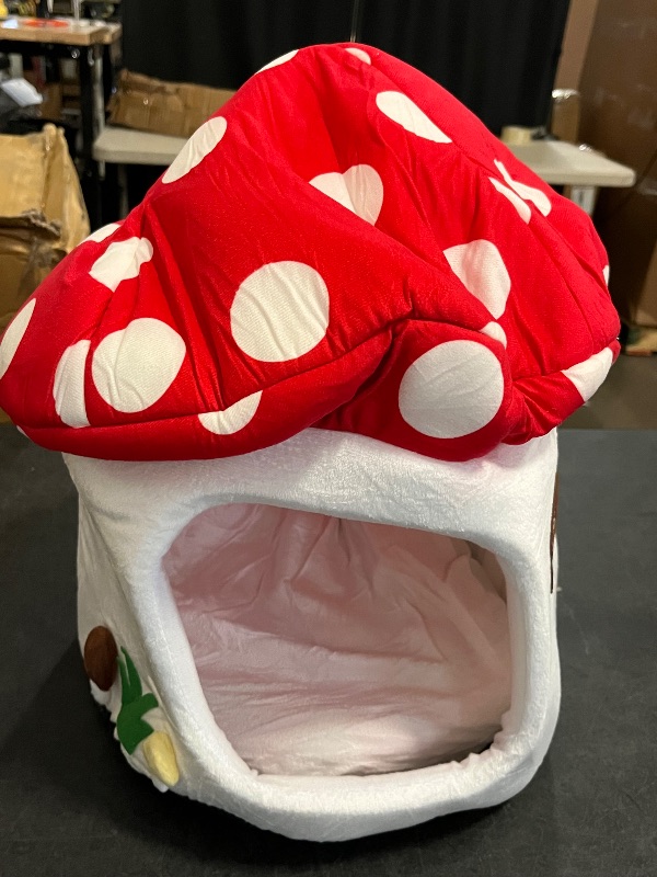 Photo 1 of Mushroom Shape Cat House Cow Shape Cats Cave Bed Semi-Enclosed Cave-Style Warm Cat House Pet Nest for Cats Small Dogs
