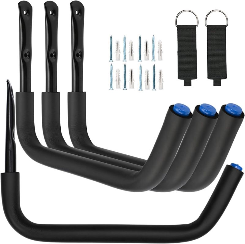 Photo 1 of Kayak Storage Hooks, 15Inch Heavy Duty Garage Wall Mount Rack, Garage Storage Hangers for Canoe, Surfboard, Snowboard (19G-15Inch, 4pack)
