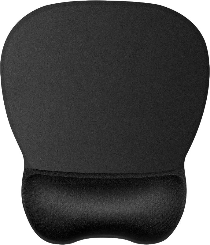 Photo 1 of JIKIOU Ergonomic Mouse Pad with Gel Wrist Support, Comfortable Mousepad with Smooth Wrist Rest Surface and Non-Slip PU Base for Pain Relief Computer Laptop Office Home Black, 9.2 x 8.1 in
