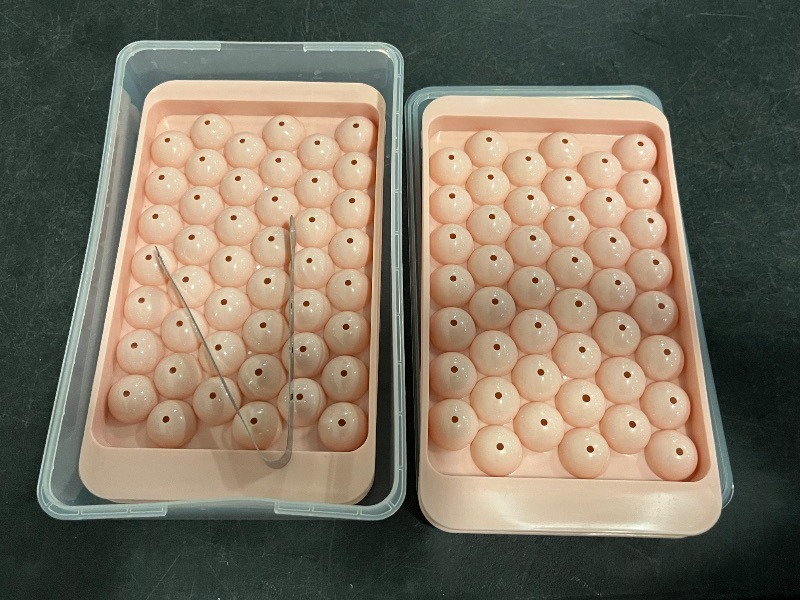 Photo 1 of WIBIMEN Ice Cube Tray with Lid and Bin - Round Ice Trays for Freezer with Lid - Ice Cube Trays for Freezer with Ice Container (0.8"-2PACK Pink)
