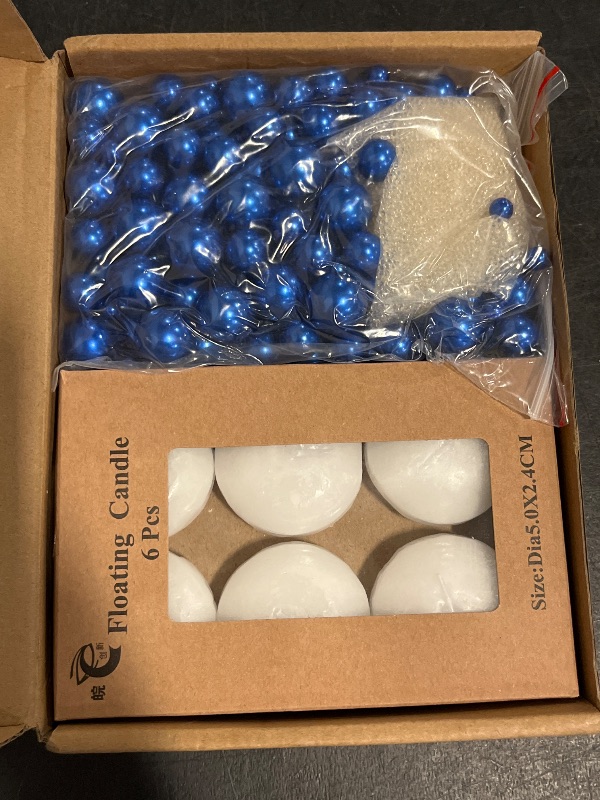 Photo 1 of Tondiamo 24 Pcs Artificial Pearl String for Floating Candle Faux Pearls Beads String Party Garland Decoration for Vases Filler Wedding Centerpiece Christmas Party Decor(Blue)
