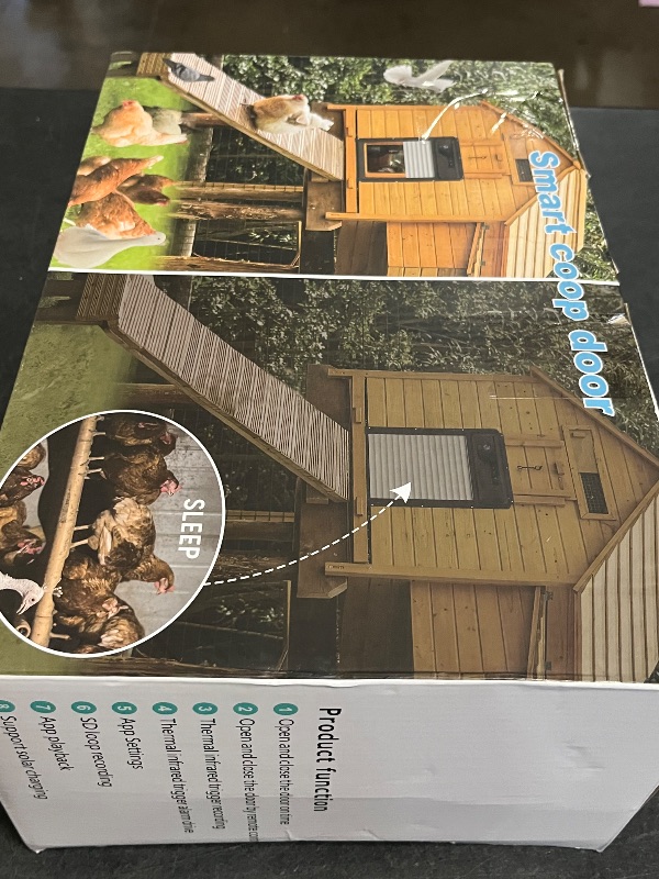 Photo 1 of Automatic Chicken Coop Door with HD Camera, Solar Powered, 5000mAh Battery, WiFi Enabled, APP-Based Monitoring, Remote Control and Timer, with Anti-Trap Sensor and Alarm Drive(Black)
