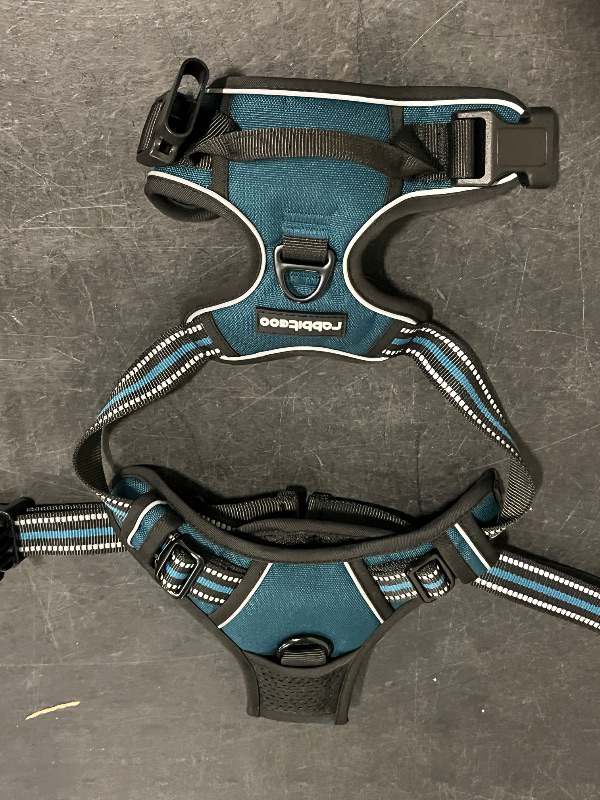 Photo 1 of (L) Rabbitgoo Dog Harness No Pull with 2 Leash Clips, Adjustable Soft Padded, Reflective Oxford No Choke Pet Vest with Easy Control Handle for Large Dogs, Blue Coral, L
