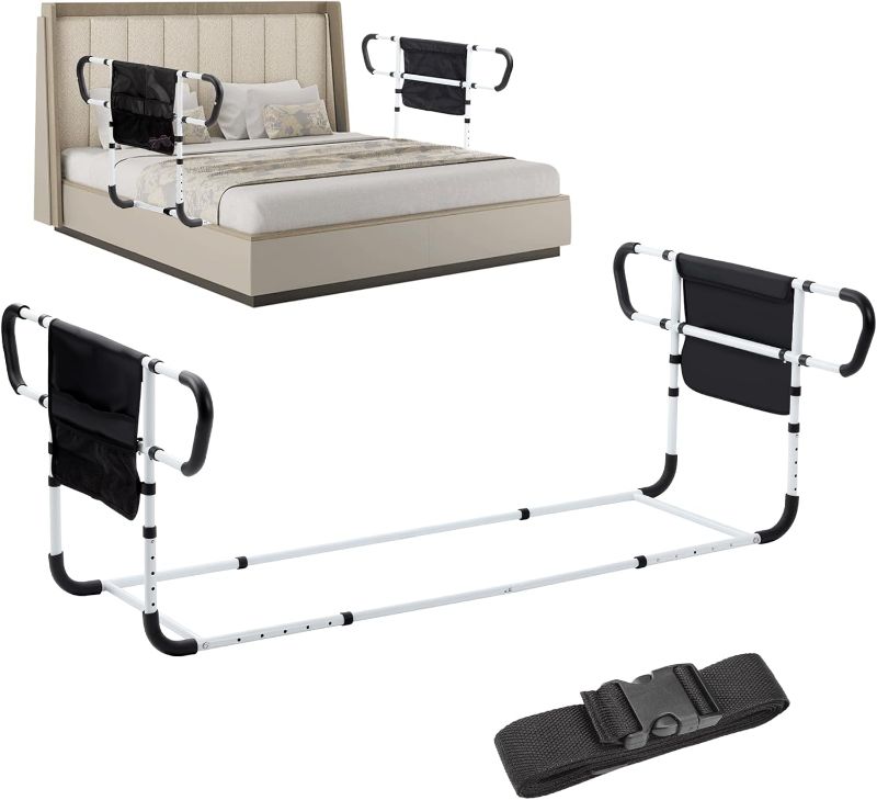 Photo 1 of Double Bed Rail for Elderly Adults Safety, Adjustable Bed Assist Rail, Dual Side Bed Rail for Seniors Safety, Under Mattress Bed Guard Rail for Fall Prevention, Fits Twin/Full/Queen Beds
