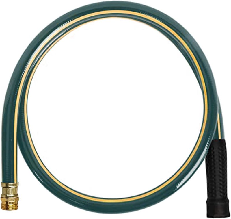 Photo 1 of Solution4Patio Short Lead-in Green Garden Hose 3/4 in. x 6 ft.-Kink Free, Leakproof, Brass/Aluminum Male/Female Fittings -Heavy Duty Durable Flexible Lightweight Water Pipe for Household & Commercial
