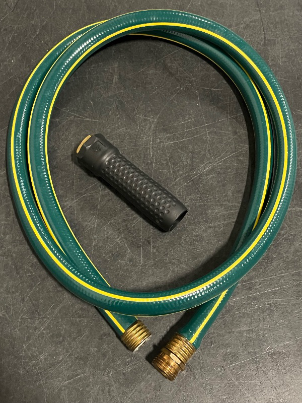 Photo 1 of Solution4Patio Short Lead-in Green Garden Hose 3/4 in. x 6 ft.-Kink Free, Leakproof, Brass/Aluminum Male/Female Fittings -Heavy Duty Durable Flexible Lightweight Water Pipe for Household & Commercial
