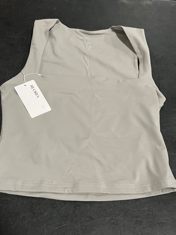 Photo 1 of (L) REORIA Chic Allure Square Neck Crop Top Grey