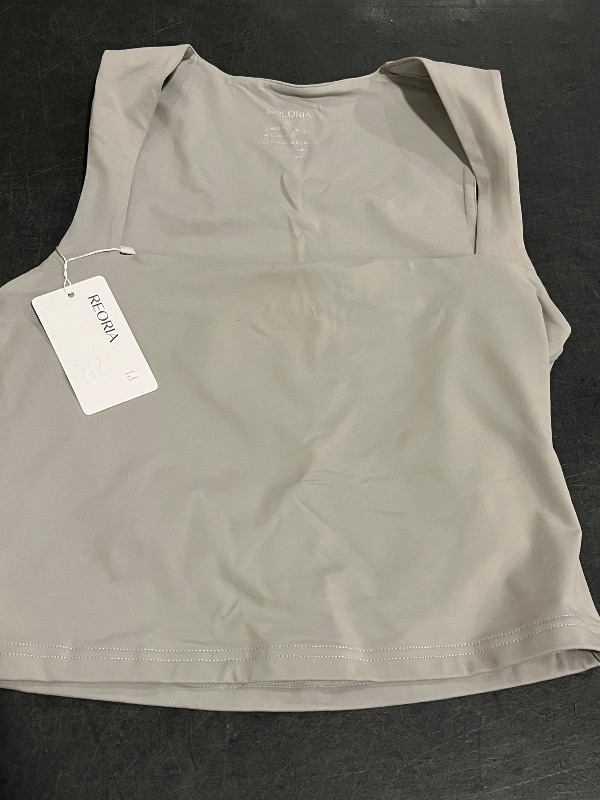 Photo 1 of (L) REORIA Chic Allure Square Neck Crop Top Grey