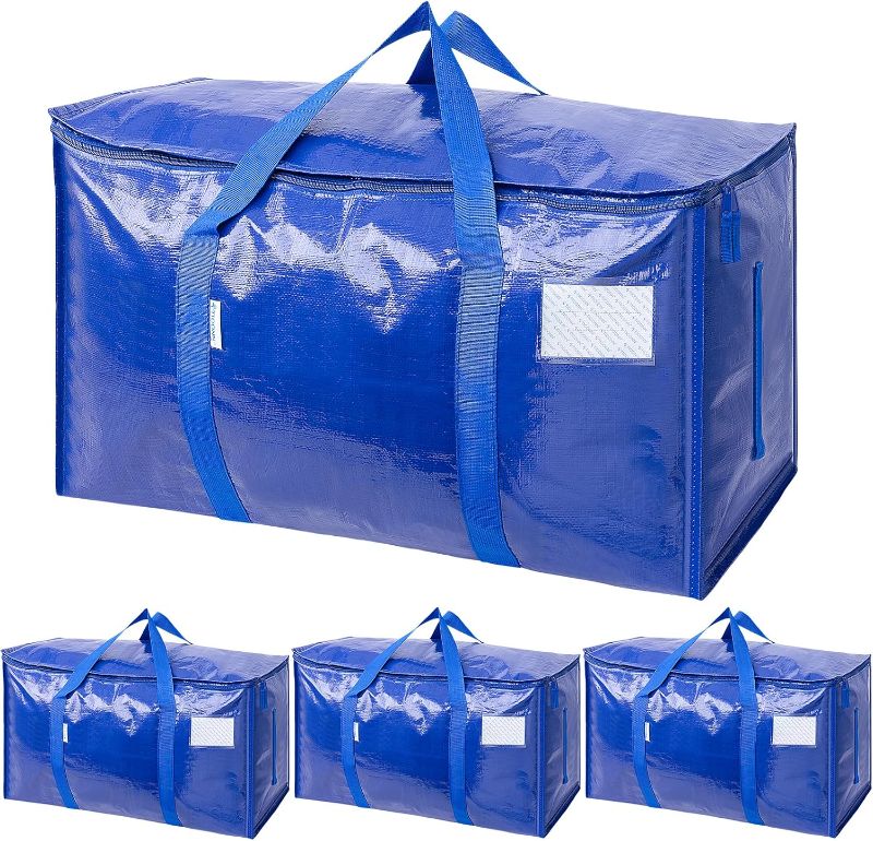 Photo 1 of TICONN 4 Pack Extra Large Moving Bags with Zippers & Carrying Handles, Heavy-Duty Storage Tote Moving Boxes for Space Saving
