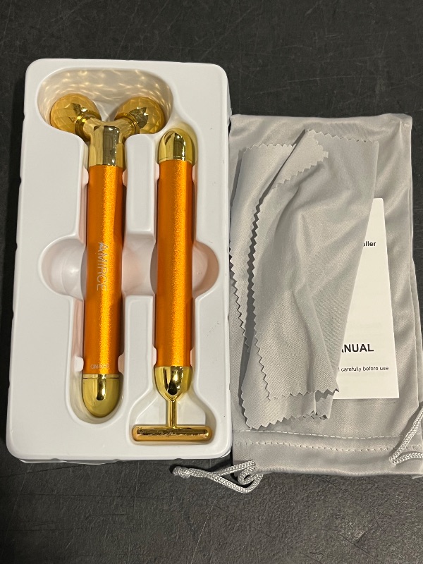 Photo 1 of Yeamon 2 in 1 Face Massager Golden Facial Electric 3D Roller and T Shape Arm Eye Nose Massager Skin Care Tool
