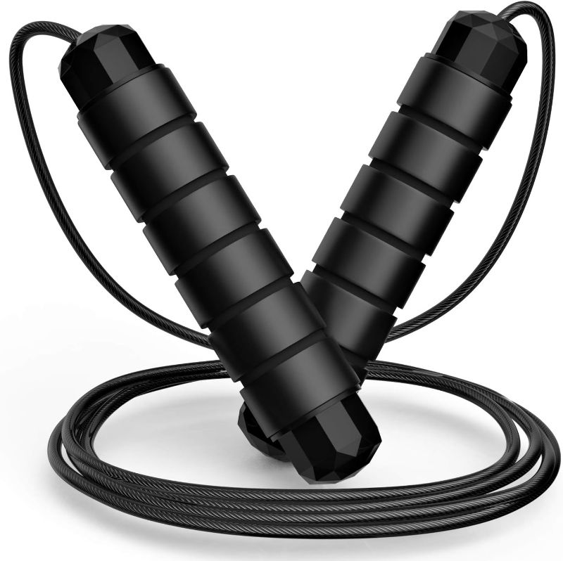 Photo 1 of Jump Rope, Tangle-Free Rapid Speed Jumping Rope Cable with Ball Bearings for Women, Men, and Kids, Adjustable Steel Jump Rope with Foam Handles for Home Gym Exercise Fitness Workout Equipment & Slim Body
