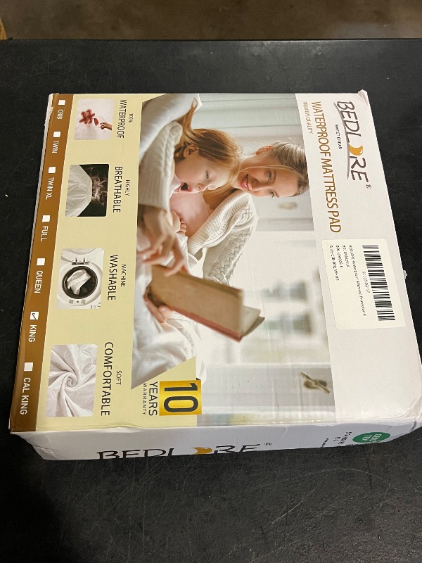 Photo 1 of BEDLORE Waterproof Mattress Protector, King Size Noiseless Mattress Pad with Deep Pocket 6"-18" Depth, Soft Breathable Bed Mattress Cover Washable for Home, Bedroom, Hotel (White)
