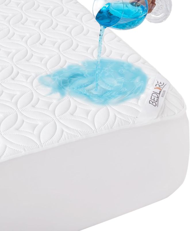 Photo 1 of BEDLORE Waterproof Mattress Protector, King Size Noiseless Mattress Pad with Deep Pocket 6"-18" Depth, Soft Breathable Bed Mattress Cover Washable for Home, Bedroom, Hotel (White)

