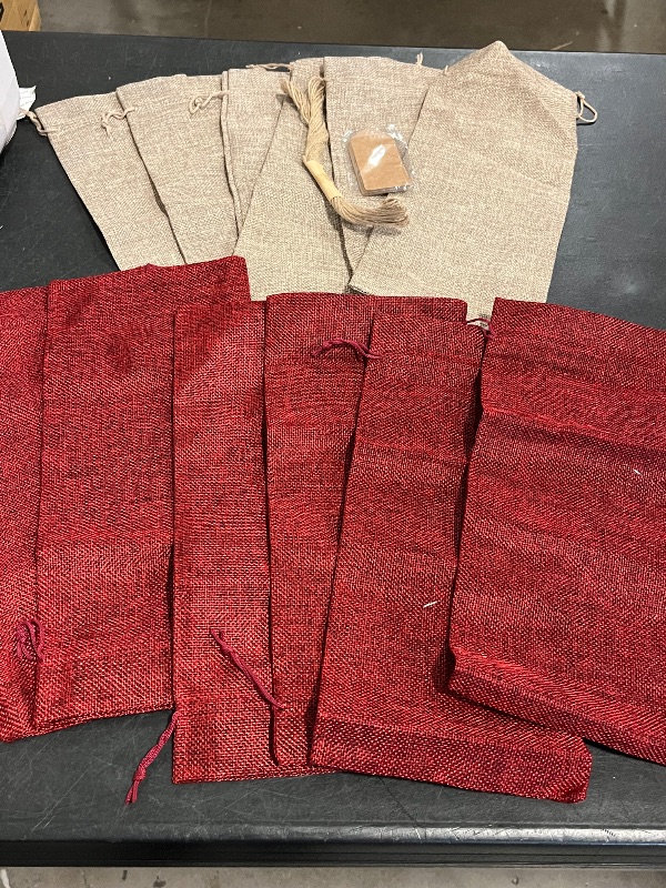Photo 1 of Sailup Burlap Wine Bags 12 Pcs Wine Bottle Gift Bags with Drawstrings Tags & Ropes for Christmas, Weddings, Holiday Party, Birthdays, Travel, Blind Tastings, Reusable Gift Bags Home Storage 750ml
