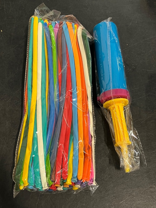 Photo 1 of 100 Pcs 260Q Balloons Kit with Pump - Kids Premium Latex Twisting Long Balloons to Make Animals Flowers, Fun Rainbow Balloons for Party Boys Girls Christmas Birthday Gifts Clowns Wedding Decor
