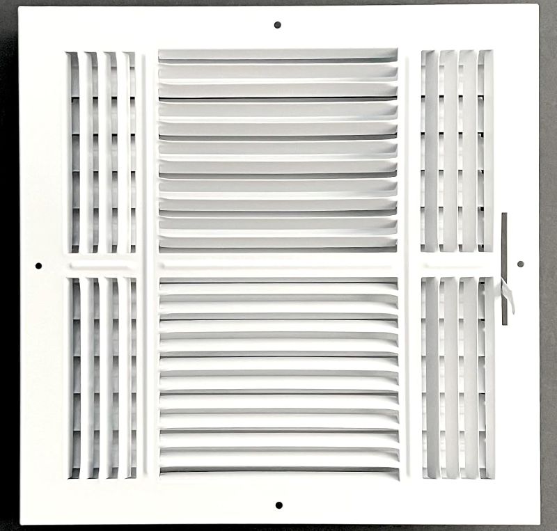 Photo 1 of HBW 12"x 12" (Duct Opening Size) 4-Way Stamped Face Steel Ceiling/sidewall Air Supply Register - Vent Cover - Actual Outside Dimension 13.75" X 13.75"
