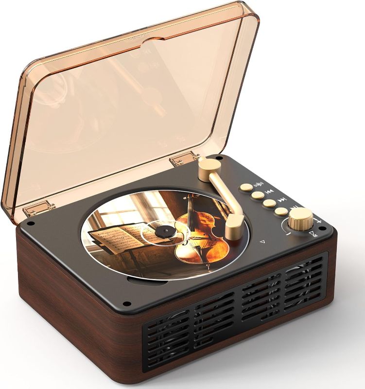 Photo 1 of Portable CD Player Bluetooth with Speakers - Lehwey Desktop CD Players for Home, Built-in Dual Stereo Speakers, FM Radio, Repeat, Remote Control, Supports USB/AUX/Type-C, Retro Gift, for Kids, Brown
