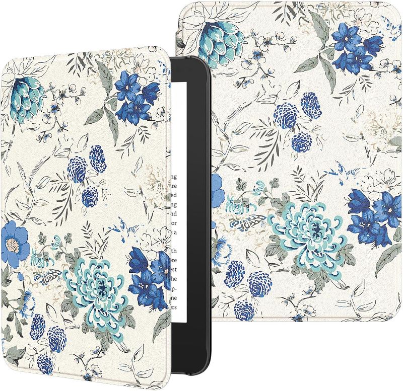 Photo 1 of MoKo Case for 6" All-New Kindle 11th Generation (2024/2022) | Lightweight Shell Cover | with Auto Wake/Sleep | for e-Reader | White Blue Floral
