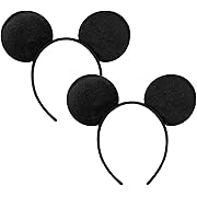 Photo 1 of CHuangQi Mouse Ears Headband (Set of 2), Solid Black Ears for Boy & Girl Birthday Party, Party Favors