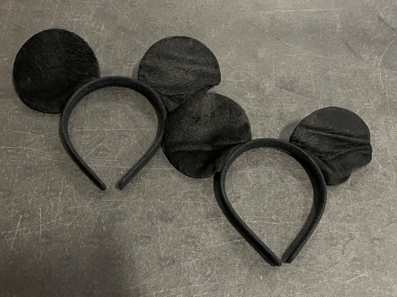 Photo 1 of CHuangQi Mouse Ears Headband (Set of 2), Solid Black Ears for Boy & Girl Birthday Party, Party Favors
